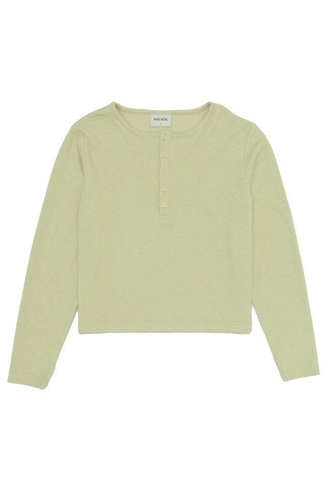 WEST CROPPED HENLEY TOP IN SAGE