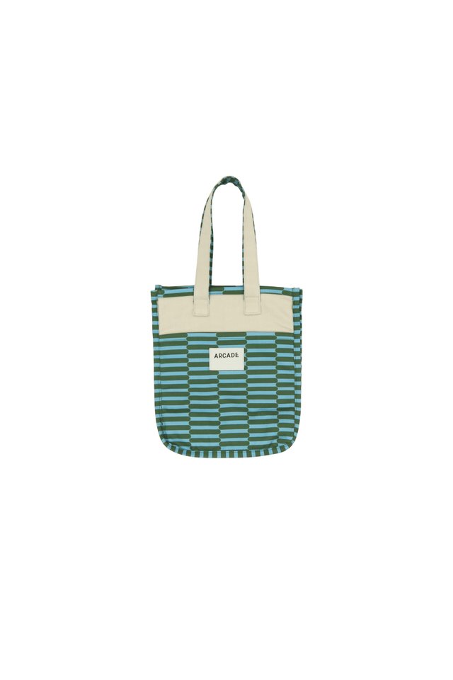 ARCADE "GROOVY" MINI TWO-WAY REVERSIBLE CARRYALL BAG IN GREEN/BLUE