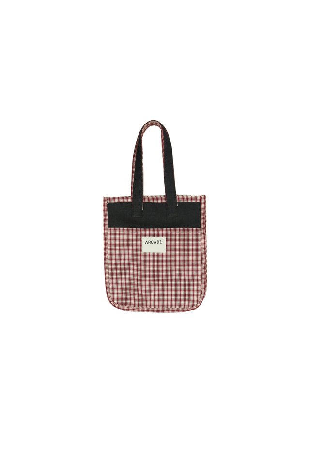 ARCADE MINI TWO-WAY REVERSIBLE CARRYALL BAG IN RED CHECKS