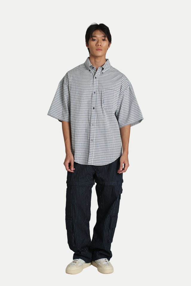 DAVIS OVERSIZED CHECKED SHIRT IN BLUE