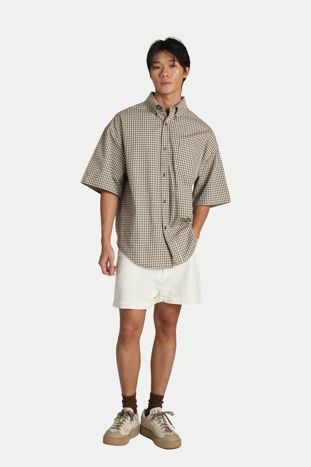 DAVIS OVERSIZED CHECKED SHIRT IN BROWN