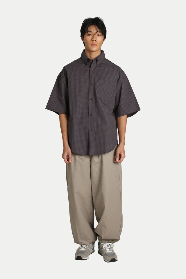 DAVIS OVERSIZED CHECKED SHIRT IN WINE