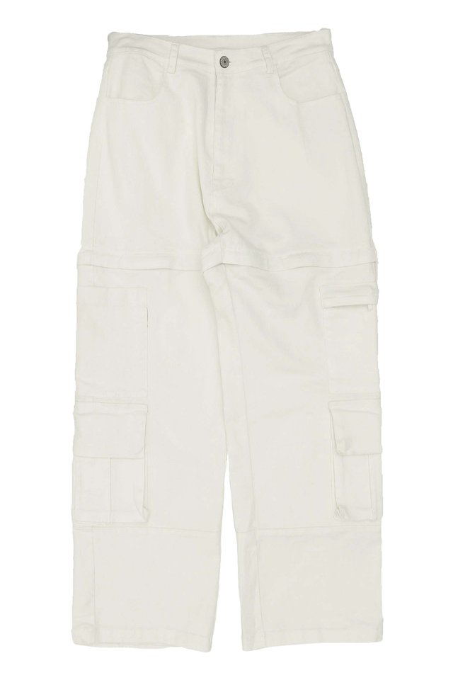 EDRIC CONVERTIBLE CARGO TROUSERS IN WHITE
