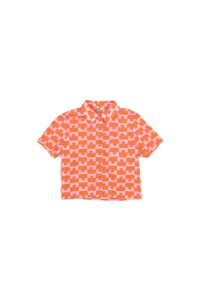 ELODIE “JIGGY” MINI SHIRT IN ORANGE/PINK