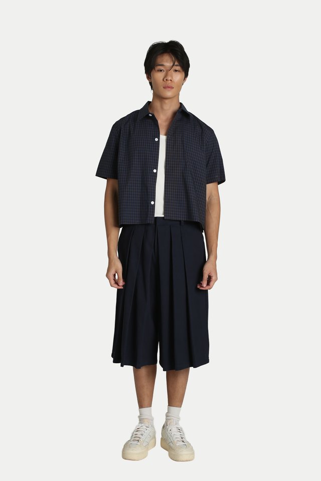 EMERY CROPPED CHECKED SHIRT IN COASTAL