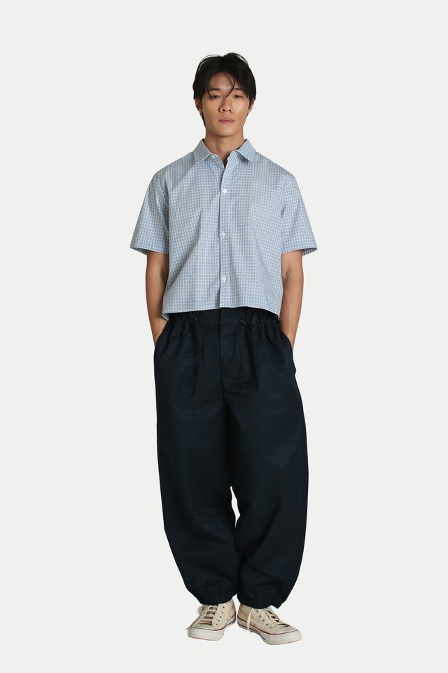 IROH PAPERBAG BALLOON TROUSERS IN NAVY