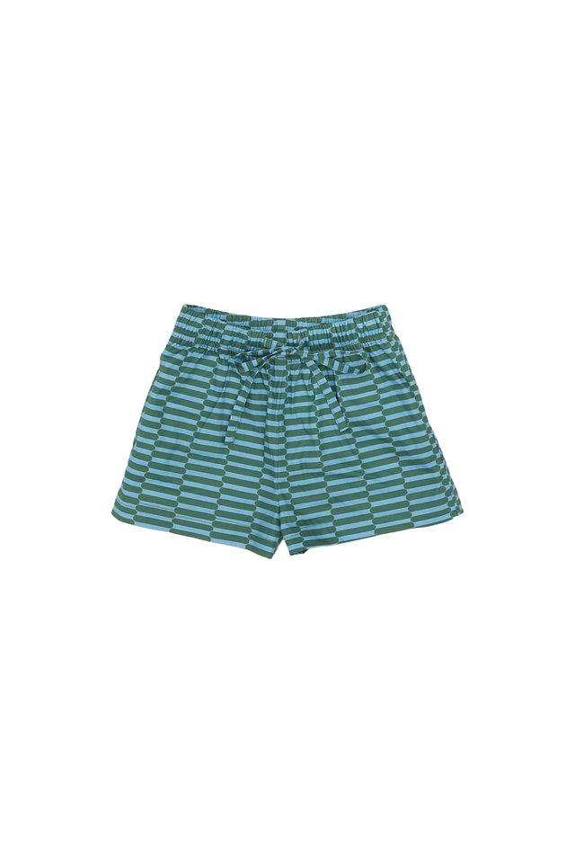EVIE “GROOVY” MINI SHORTS IN GREEN/BLUE