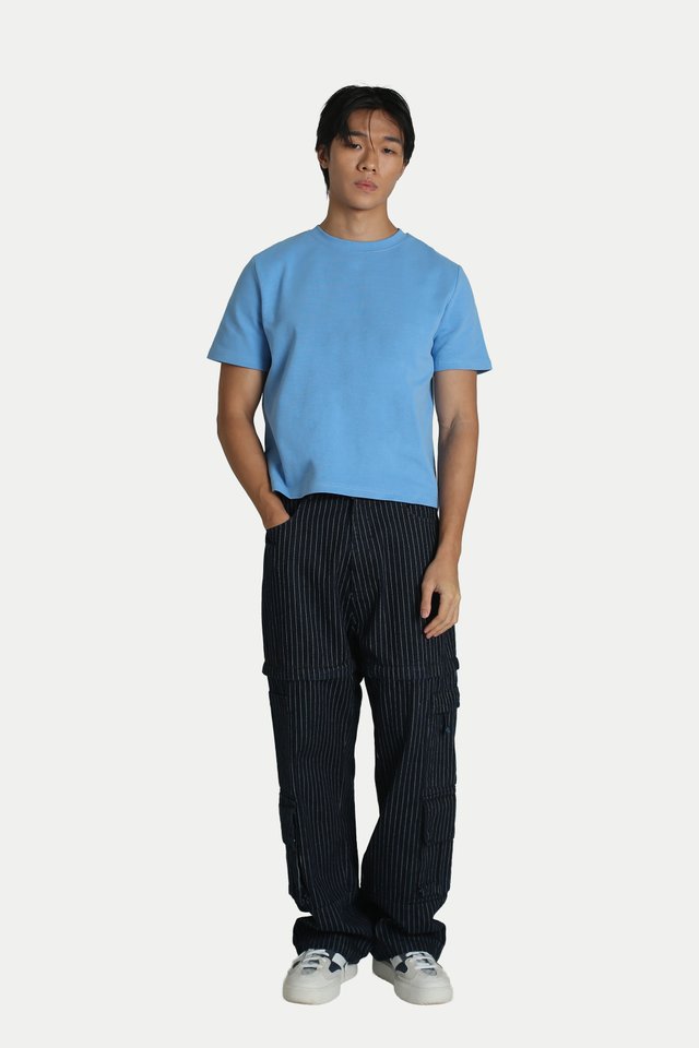 HEDI CROPPED FITTED TEE IN BLUE