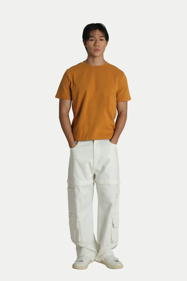 HEDI CROPPED FITTED TEE IN CAMEL