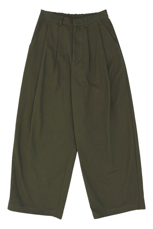 JAVI DOUBLE PLEAT CURVE TROUSERS IN VINEYARD