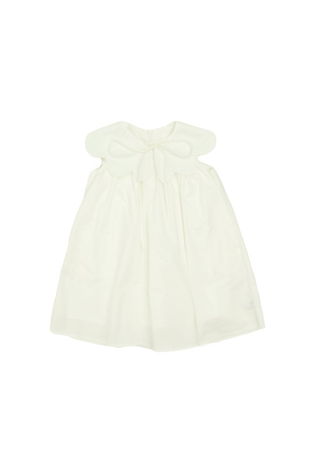 SUMMER MINI SCALLOP BIB DRESS IN WHITE