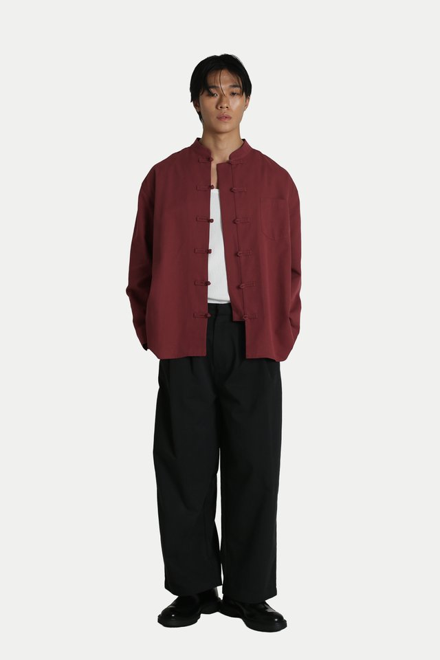 LEI PANKOU RELAXED-FIT SHIRT IN MAROON