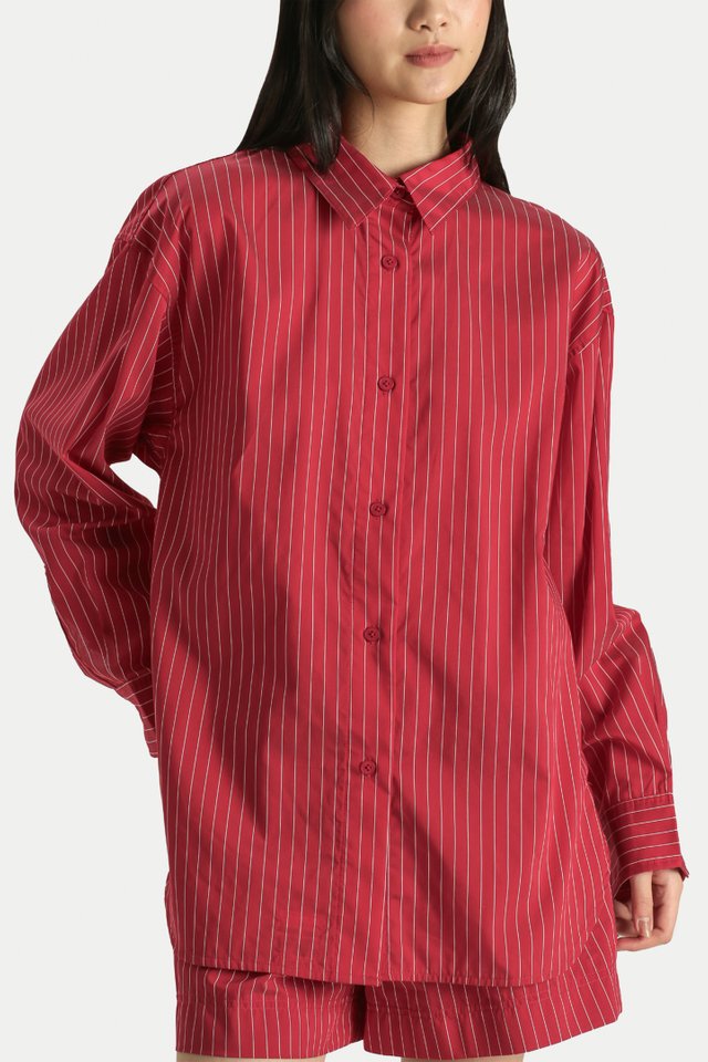 SUNNY OVERSIZED SHIRT IN RED STRIPES