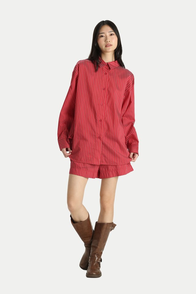 SUNNY OVERSIZED SHIRT IN RED STRIPES