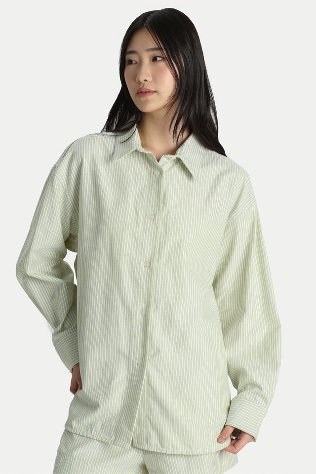 SUNNY OVERSIZED SHIRT IN PEAR STRIPES