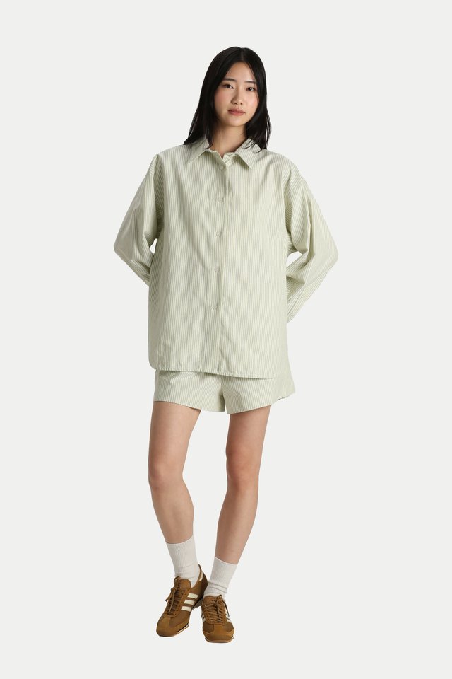 SUNNY OVERSIZED SHIRT IN PEAR STRIPES