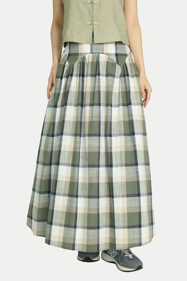 JASMINE YOKE MIDI SKIRT IN BAMBOO