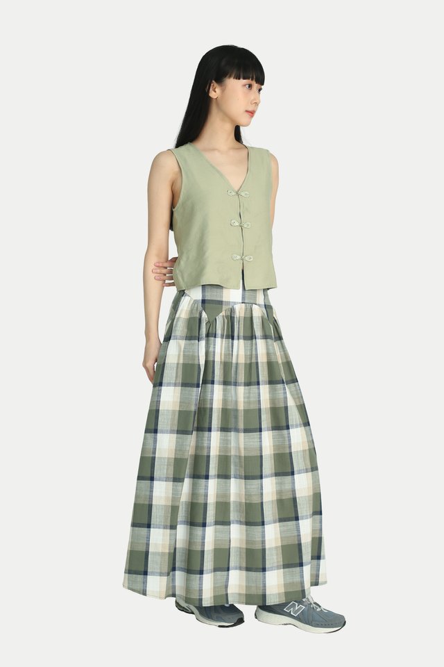 JASMINE YOKE MIDI SKIRT IN BAMBOO