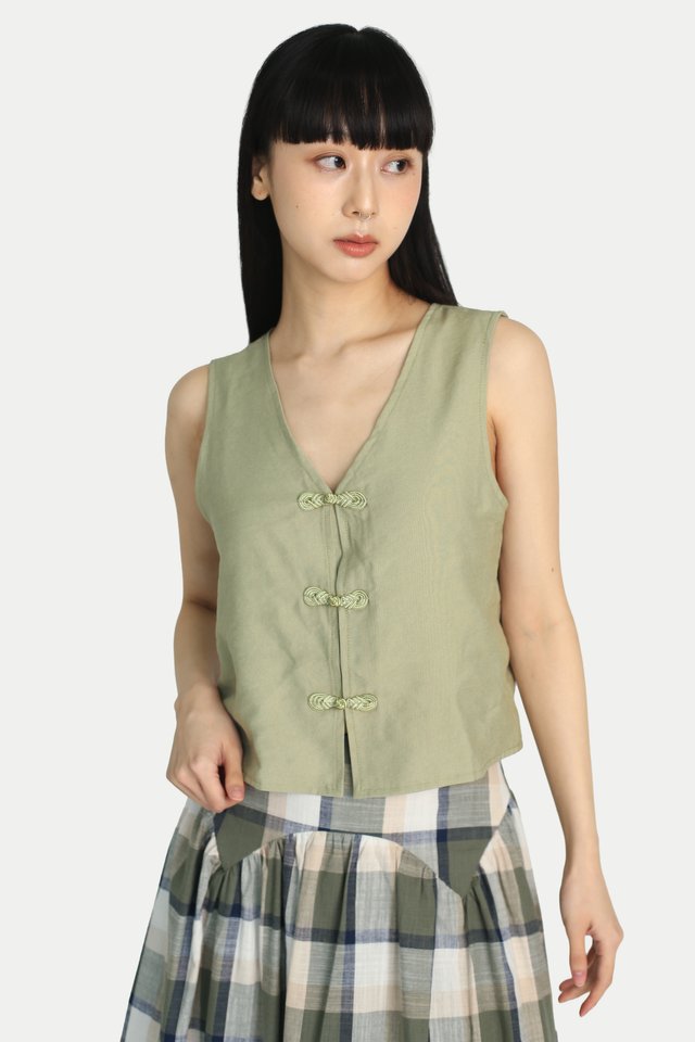 KOEMI CHEONGSAM VEST TOP IN SENCHA