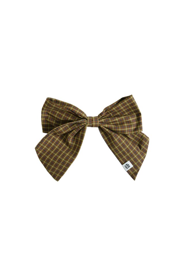 JUMBOW HAIR CLIP IN OLIVE CHECKS
