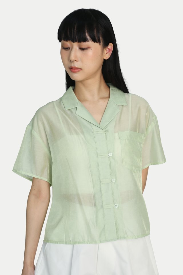 YUE CHEONGSAM SHORT SLEEVE SHIRT IN PEAR