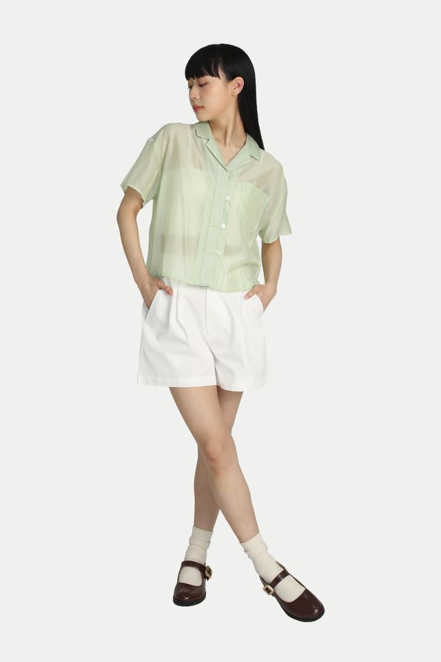 YUE CHEONGSAM SHORT SLEEVE SHIRT IN PEAR