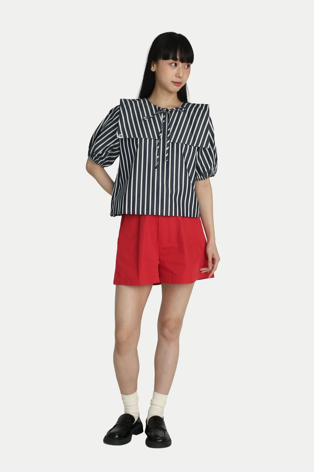 MERLYN SAILOR BIB TOP IN NAVY STRIPES