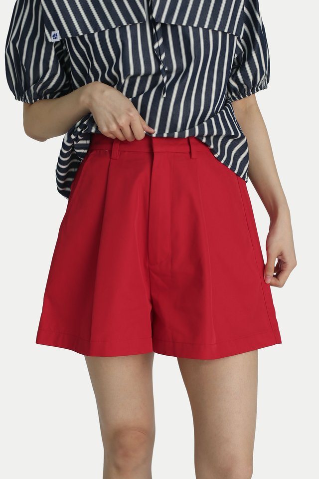 KEZIA DANDY A-LINE SHORTS IN RED
