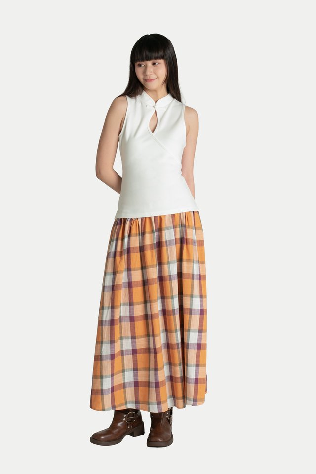 LOUELLA CHEONGSAM JERSEY TOP IN WHITE