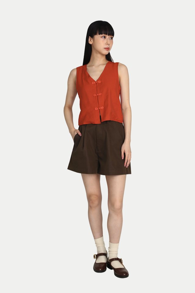 KEZIA DANDY A-LINE SHORTS IN CHOCOLATE