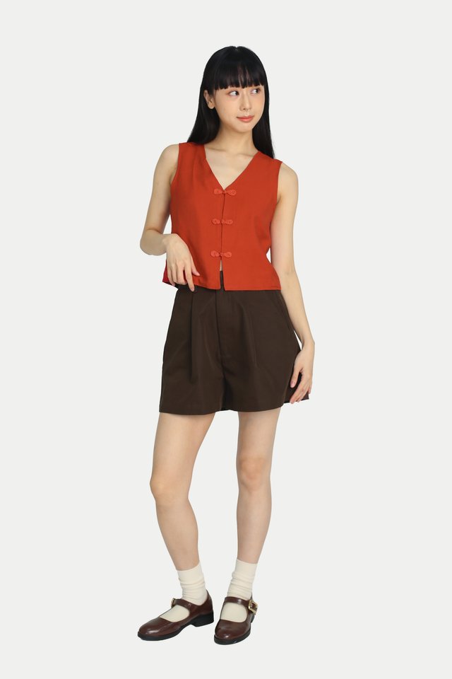 KOEMI CHEONGSAM VEST TOP IN TOMATO