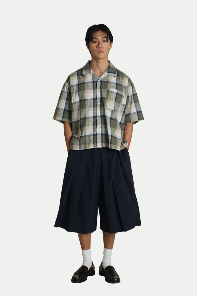 MARLON CHECKED CAMP COLLAR SHIRT IN BAMBOO