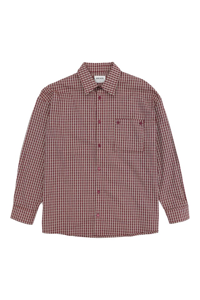 WALT CHECKED POCKET SHIRT IN BERRY