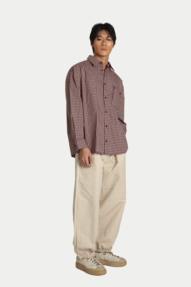 WALT CHECKED POCKET SHIRT IN BERRY