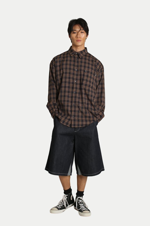 WALT CHECKED POCKET SHIRT IN NAVY