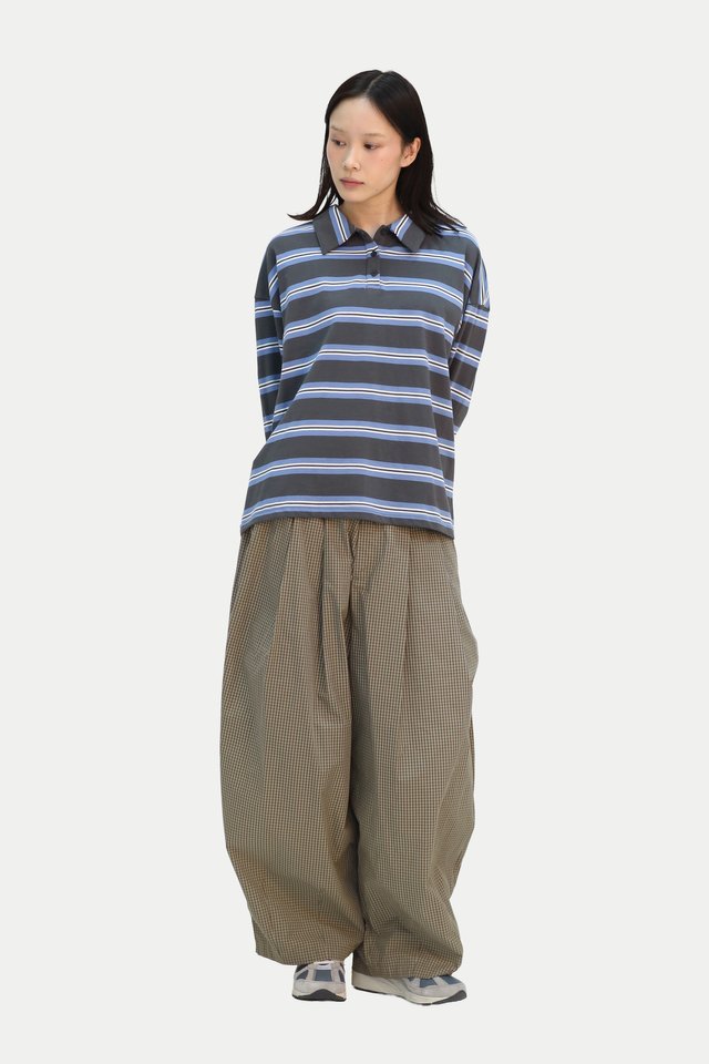 KOUTA PARACHUTE PANTS IN OLIVE CHECKS