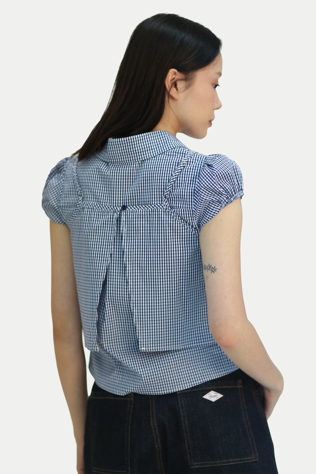 OTTALIE TWO-PIECE TOP IN NAVY CHECKS