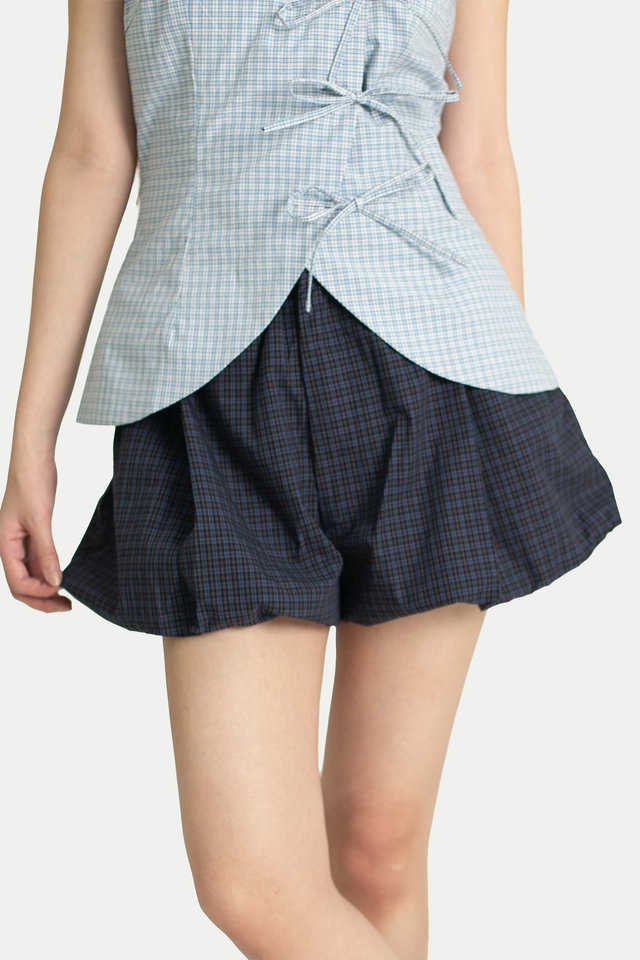 MACIE MINI BUBBLE SHORTS IN COASTAL CHECKS