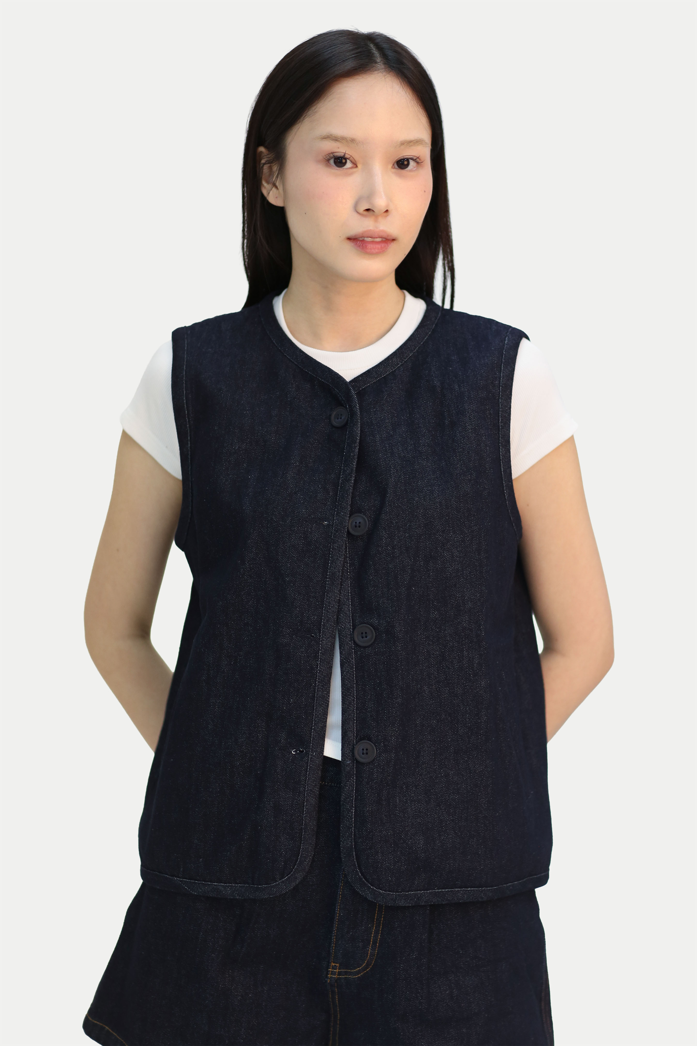 RISA REVERSIBLE BOXY VEST IN DARK/TERRACOTTA CHECKS