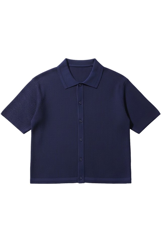 LOIC KNITTED BOXY-FIT SHIRT IN COBALT