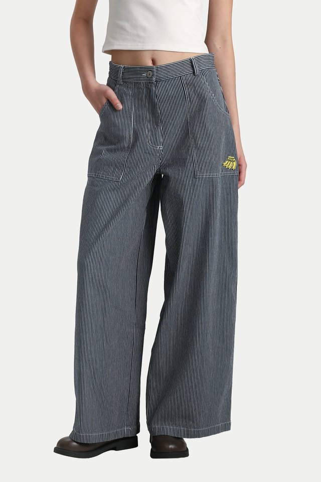 ARCADE X TESS SMITH-ROBERTS "BAD BANANAS” WORK JEANS IN DARK STRIPES