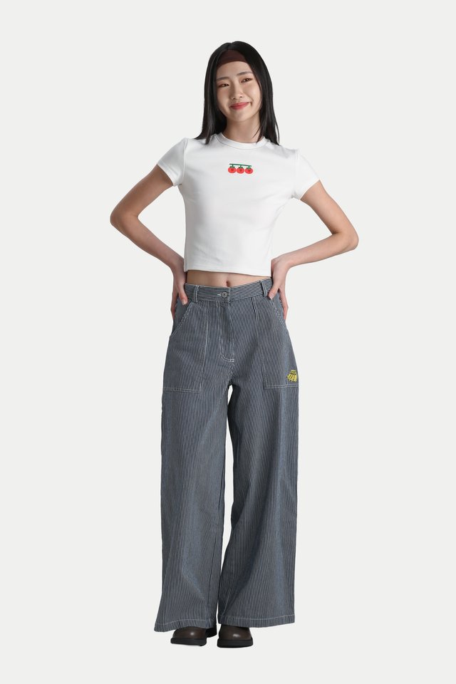 ARCADE X TESS SMITH-ROBERTS "BAD BANANAS” WORK JEANS IN DARK STRIPES