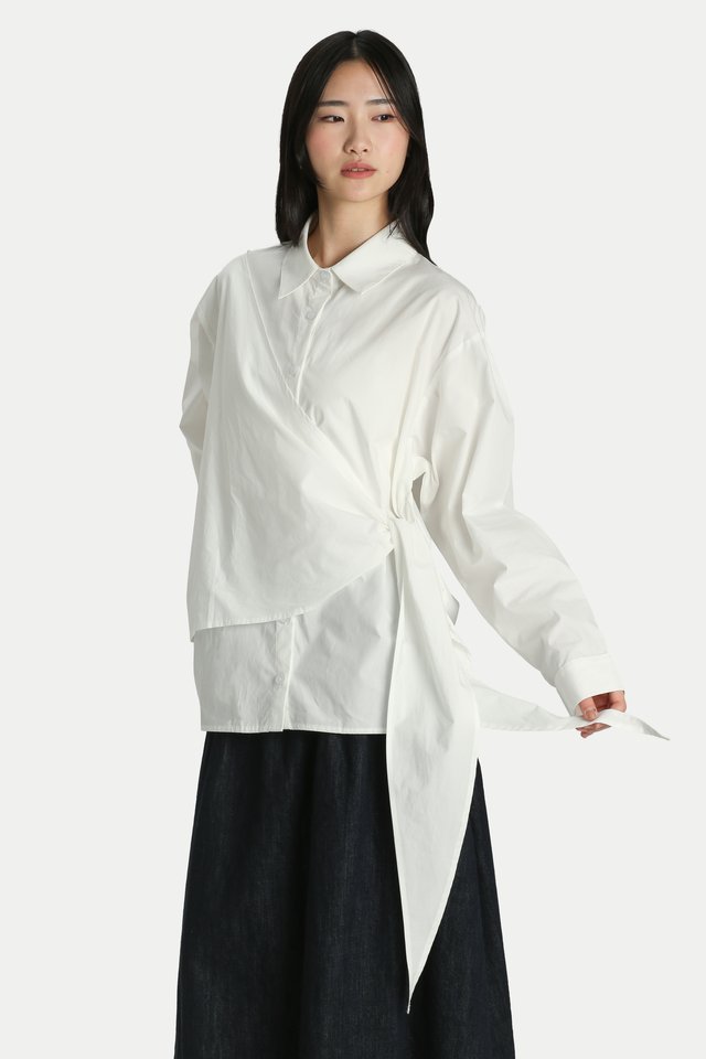 NAEVE WAIST TIE SHIRT IN WHITE