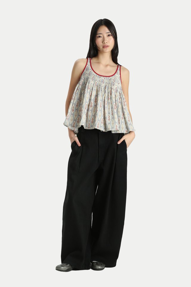MIKAEL HIGH-WAISTED OBI BARREL LEG JEANS IN BLACK