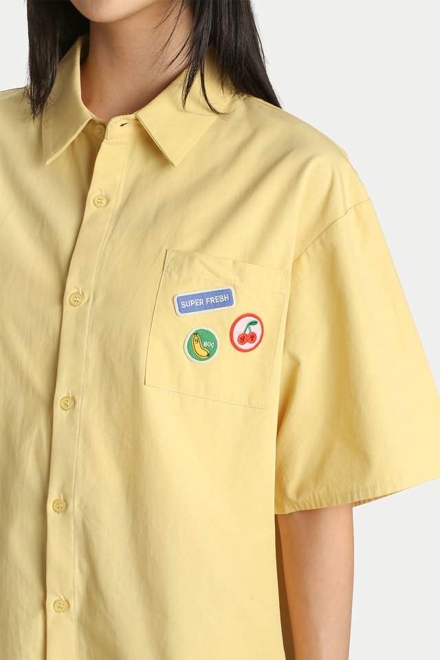 ARCADE X TESS SMITH-ROBERTS "SHOP LOCAL" BOXY SHIRT IN LEMON
