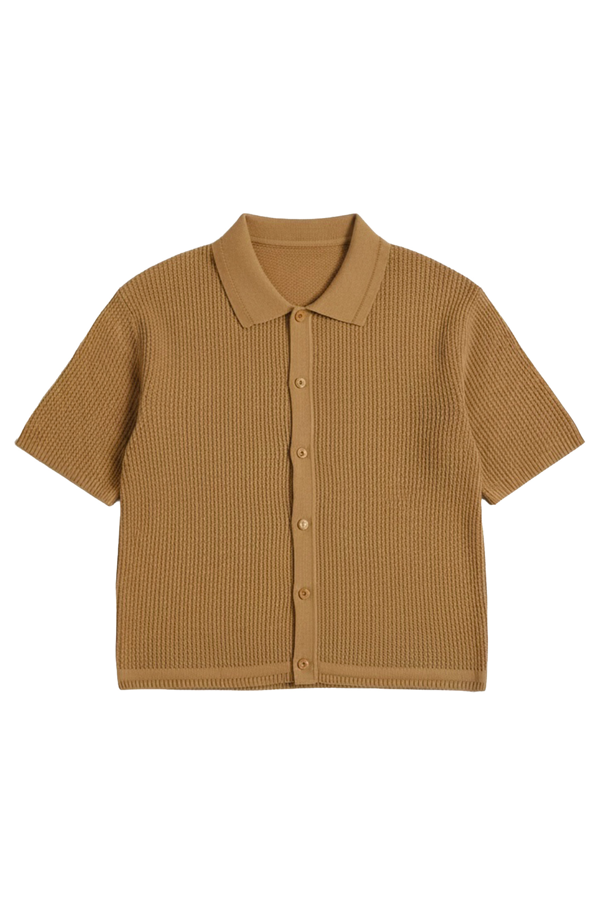 LOIC KNITTED BOXY-FIT SHIRT IN TOFFEE