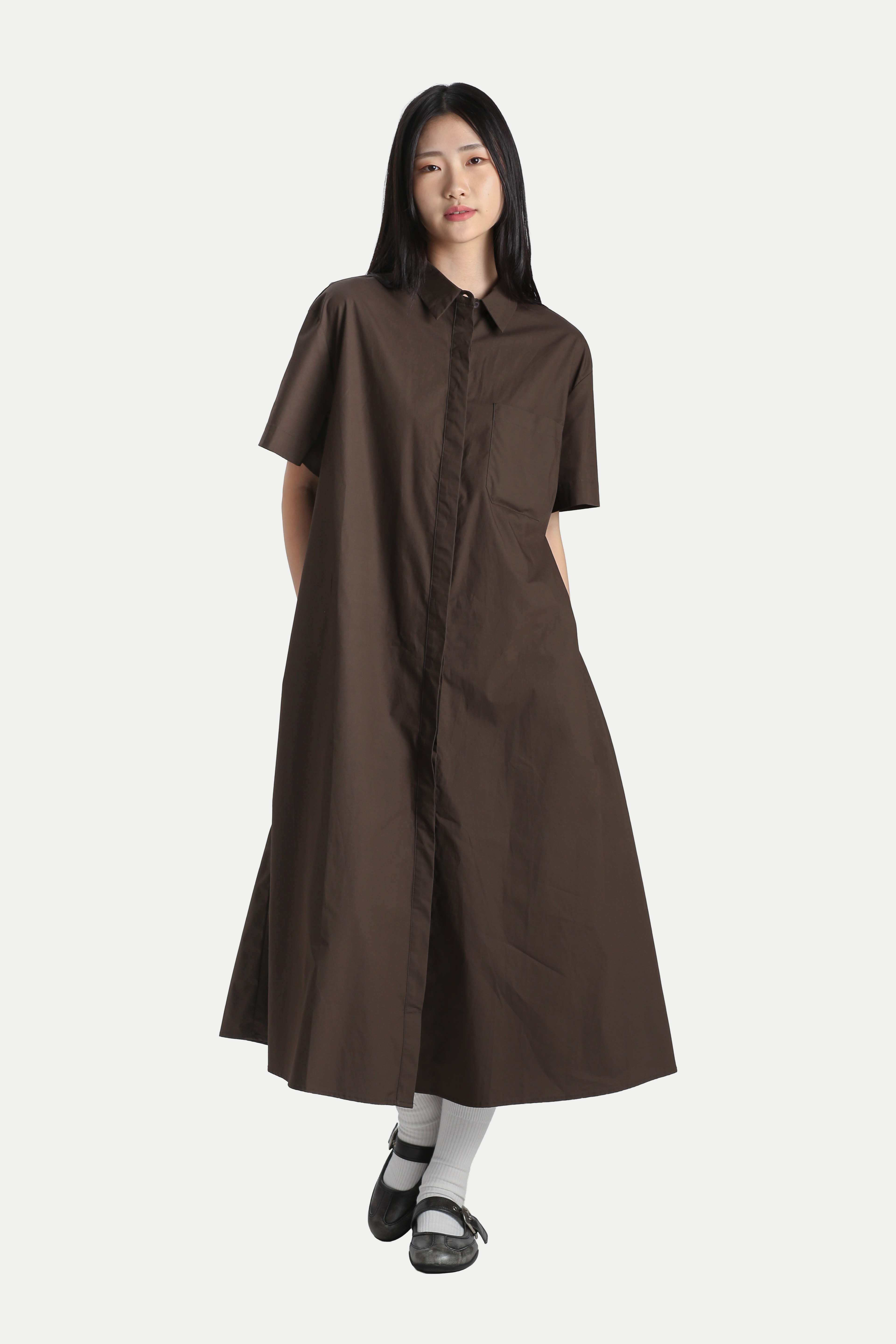 CHIARA OVERSIZED SHIRT DRESS IN MOSS