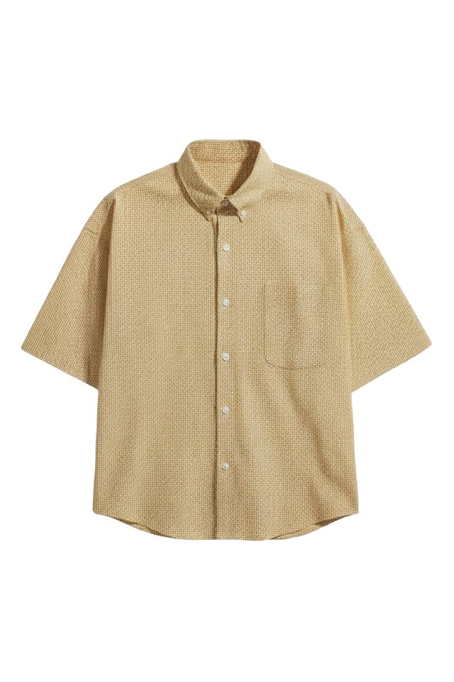 KIP GINGHAM LINEN AERO SHIRT IN MUSTARD