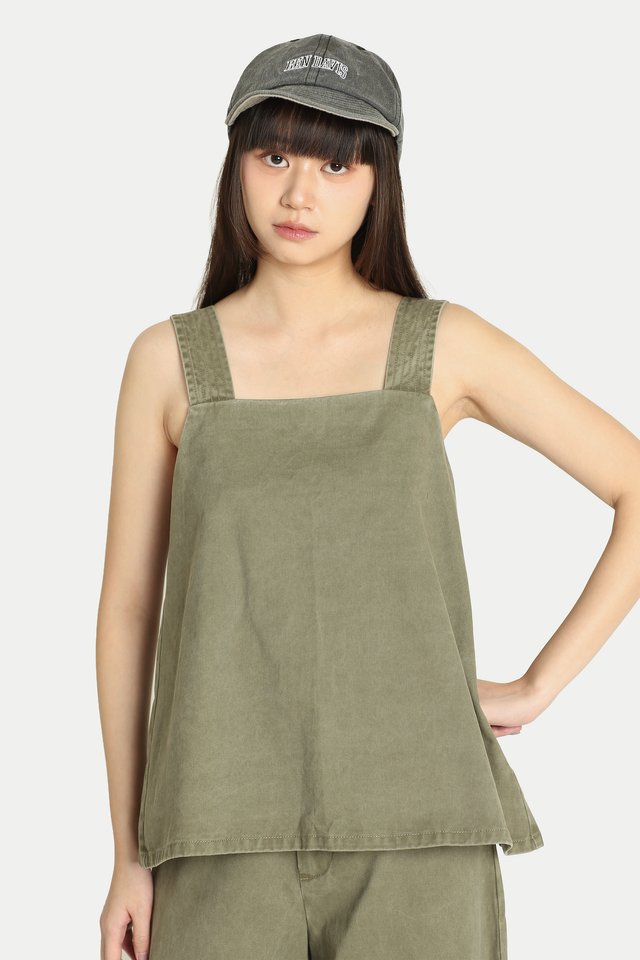 CLIO SASH TIE BACKLESS TOP IN SENCHA