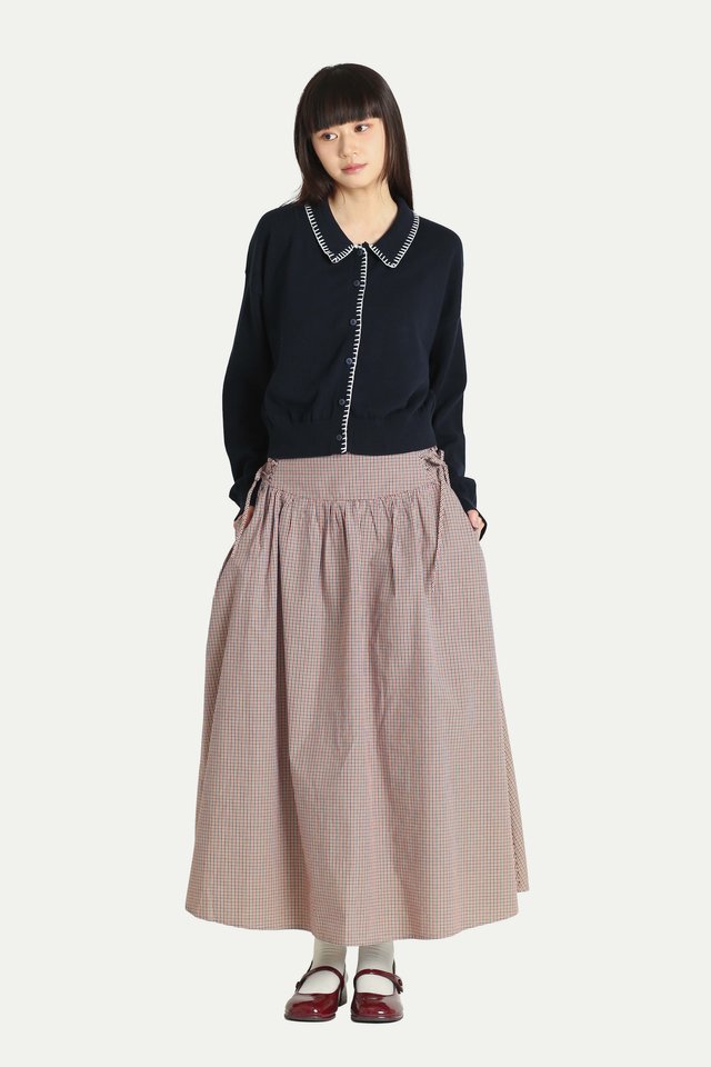 TSUKI SIDE CORSET MIDI SKIRT IN VINTAGE CHECKS